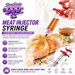 Meat Injector Syringe - for BBQ Grill Premium Portable Turkey Injector kit for Smoker Marinades Injectors for Meats