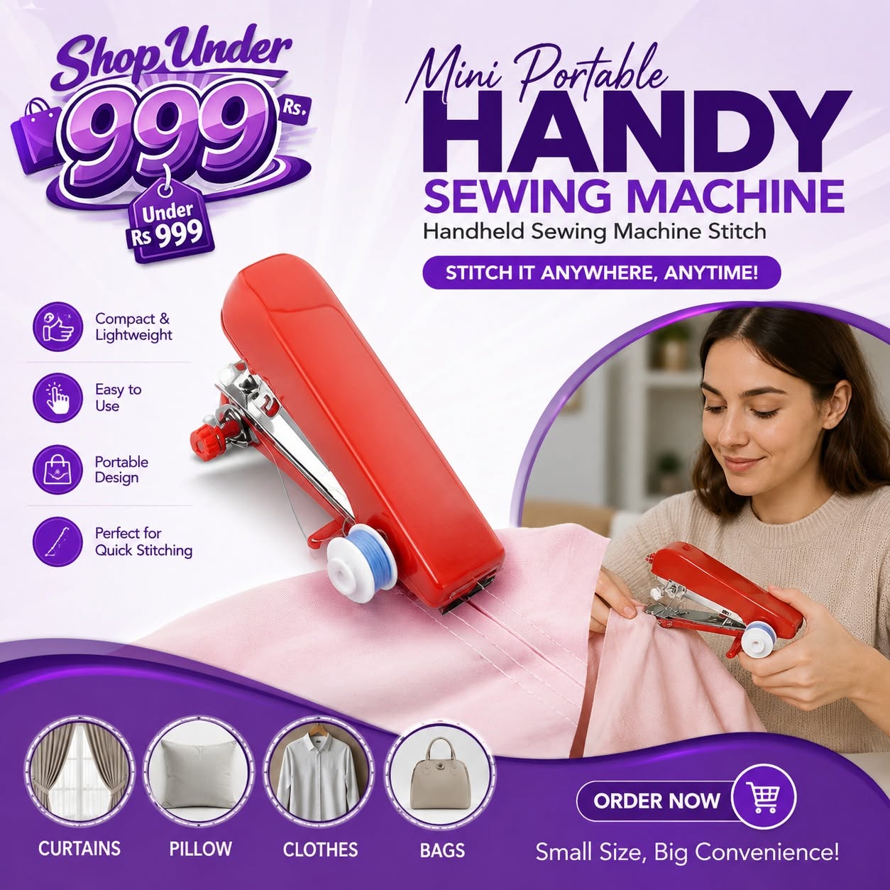 Mini Portable Handy Sewing Machine Handheld Sewing Machine Stitch