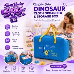 Blue Color Baby Dinosaur Cloth Organizer and Storage Box