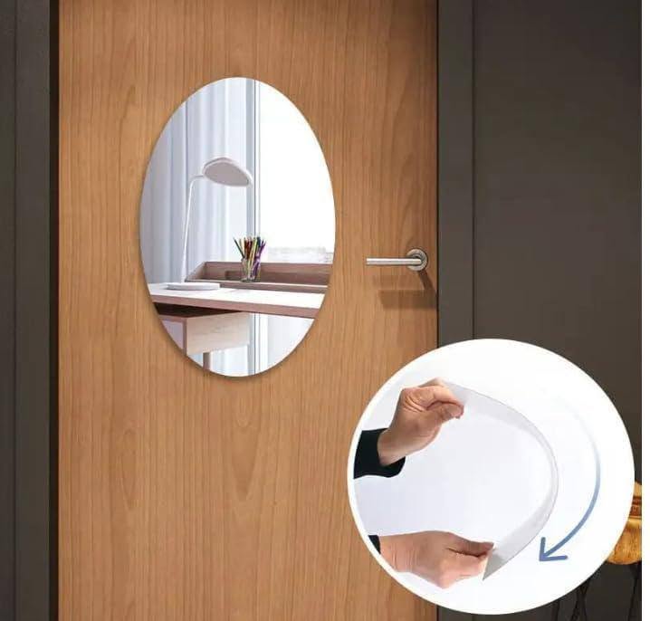 Oval Shape Mirror Wall Sticker Size 11 inch - Image 3
