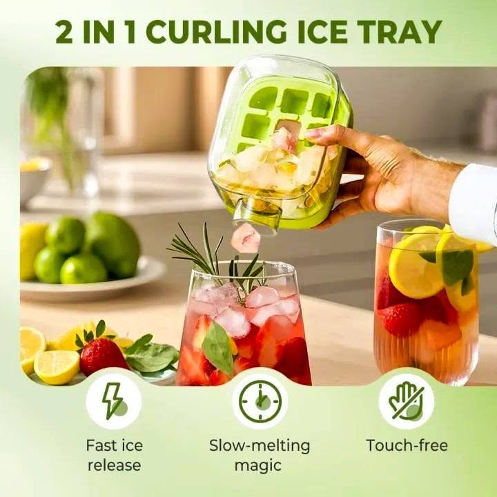 2-in-1 Zero Touch Ice Cube Bottle with Press Release Tray & Lid - Image 3