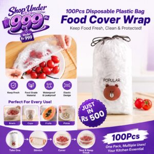 100Pcs Disposable Plastic Bag Food Cover Wrap Elastic Food Bags Lids For Fruit Bowls Cup Cap Storage Kitchen organizer Fresh Keeping Saver Bag