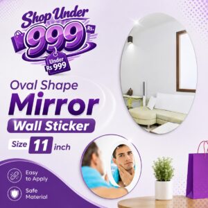 Oval Shape Mirror Wall Sticker Size 11 inch