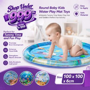 Round Baby Kids Water Play Mat Toys Inflatable Tummy Time Water Play Mat and Toddlers Perfect Fun Activity Inflatable Mat Outdoor Water Play Mat for Baby