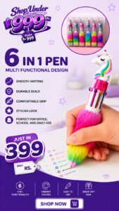 6 In 1 Pen Multi Functional Design Smooth Writing Durable Build Comfortable Grip Stylish Look Perfect For Office School And Daily Use (Random Color)