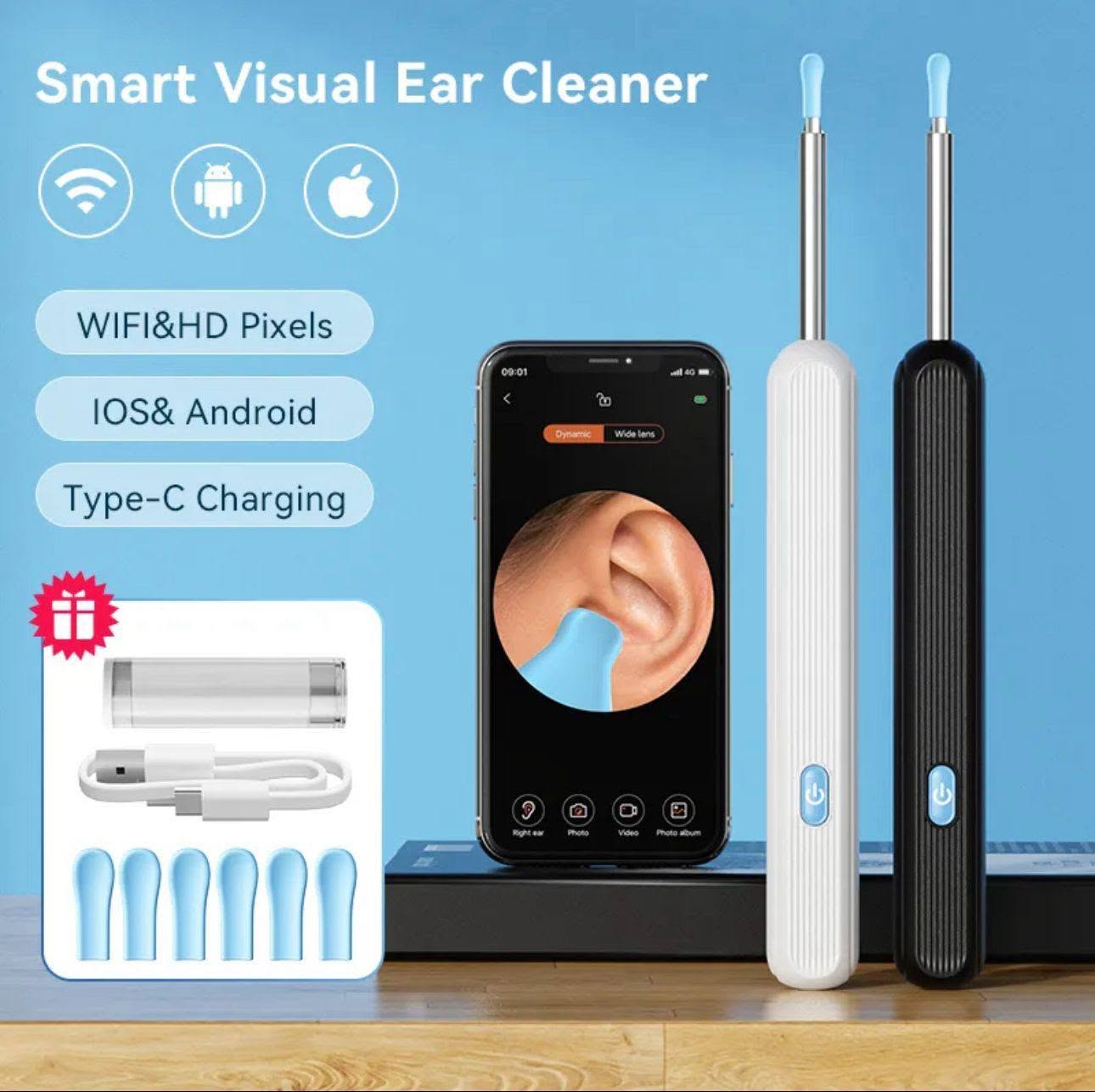 Ear Cleaner High Precision Ear Wax Removal Tool With Camera With LED Light Wireless Cleaner - Image 3