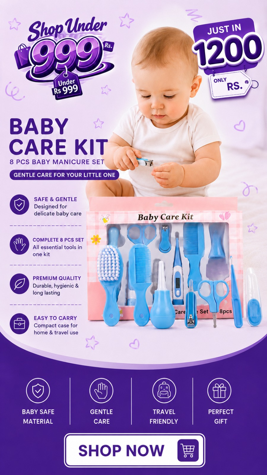 Baby Care Kit 8 PCs Baby Manicure Set