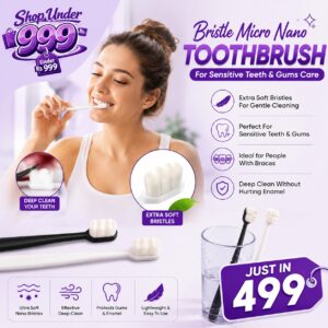 Bristle Micro Nano Toothbrush for Sensitive Teeth and Gums Care Extra Soft Silko Toothbrush for Adults and People with Braces