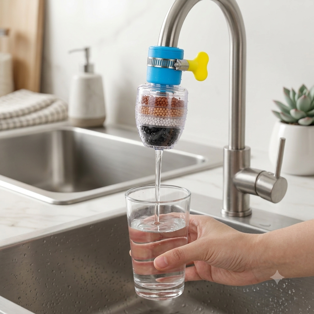 Fine Filter Faucet Anti Splash Water Saving Shower Head Purifier 6 Layer Filter Cartridge For Kitchen | Random Colour - Image 3