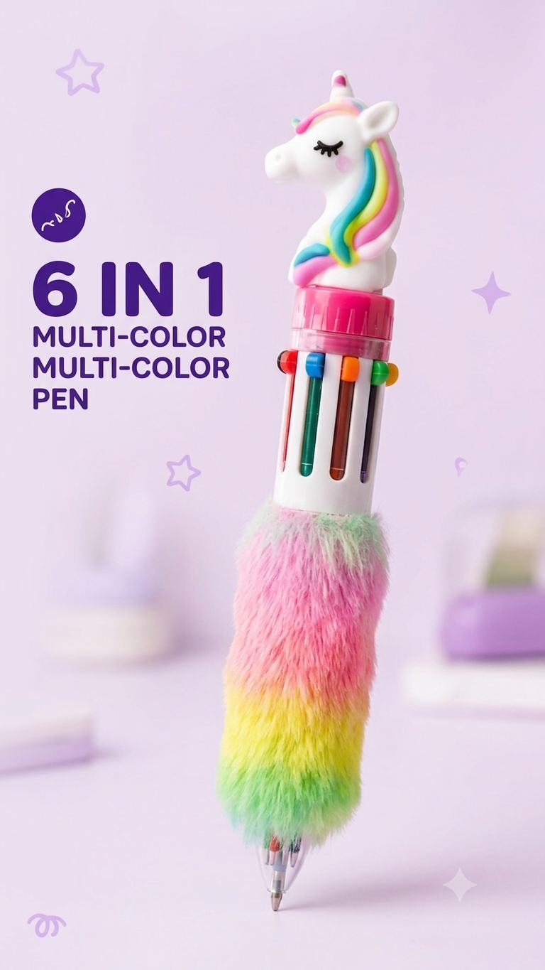 6 In 1 Pen Multi Functional Design Smooth Writing Durable Build Comfortable Grip Stylish Look Perfect For Office School And Daily Use (Random Color) - Image 2