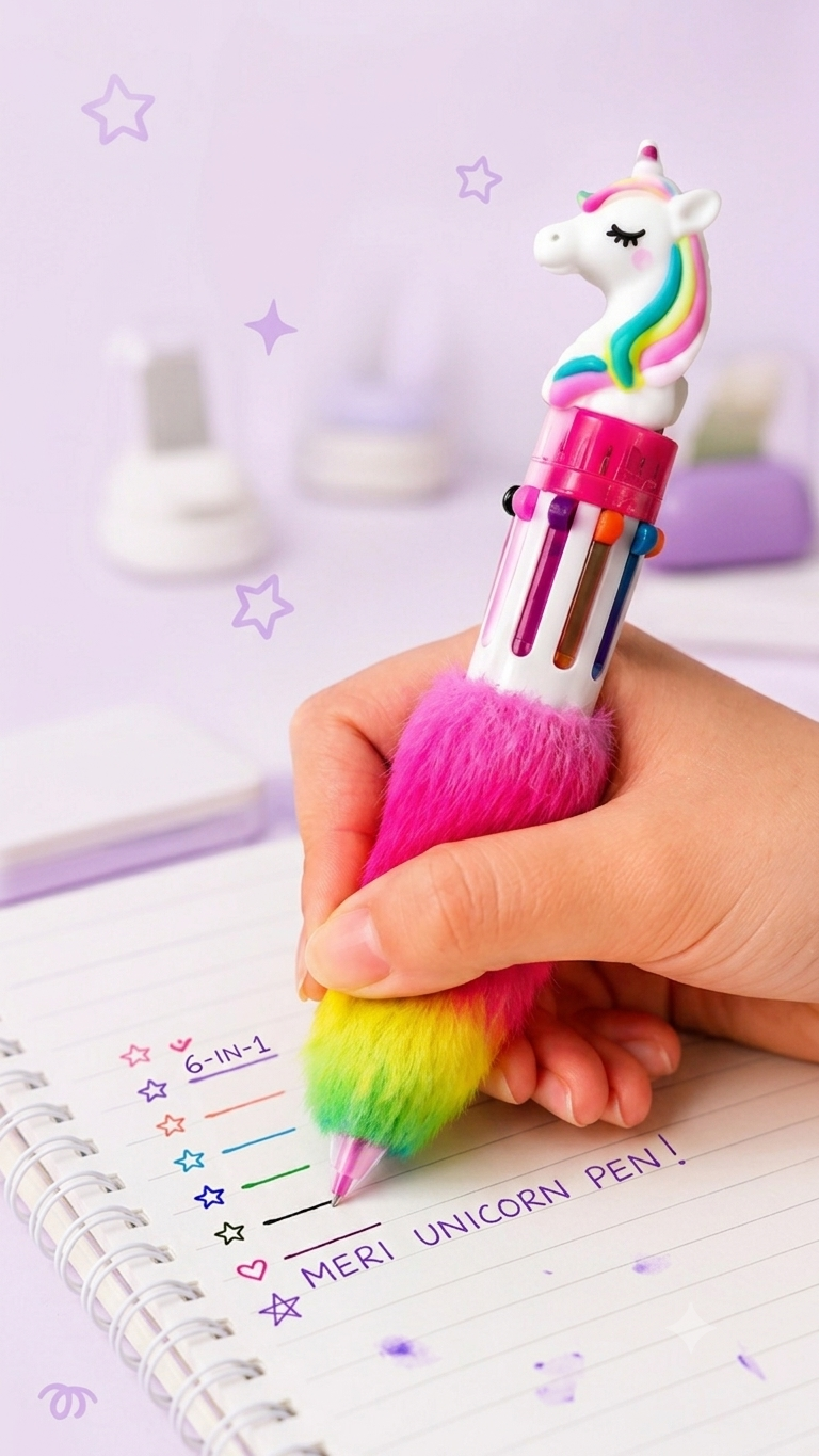 6 In 1 Pen Multi Functional Design Smooth Writing Durable Build Comfortable Grip Stylish Look Perfect For Office School And Daily Use (Random Color) - Image 3