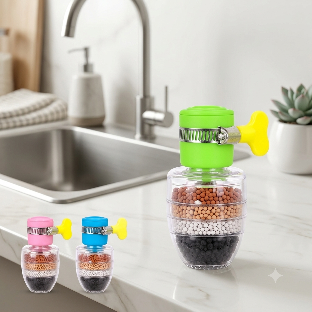 Fine Filter Faucet Anti Splash Water Saving Shower Head Purifier 6 Layer Filter Cartridge For Kitchen | Random Colour - Image 2