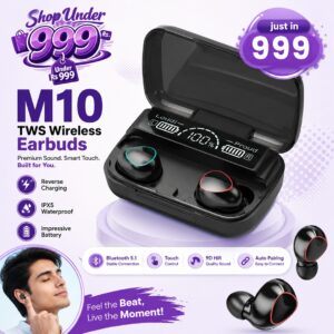 M10 TWS Wireless Headphones Touch Control Bluetooth-Compatible 5.1 Earphones Wireless Headset Waterproof 9D Hifi Quality Earbuds