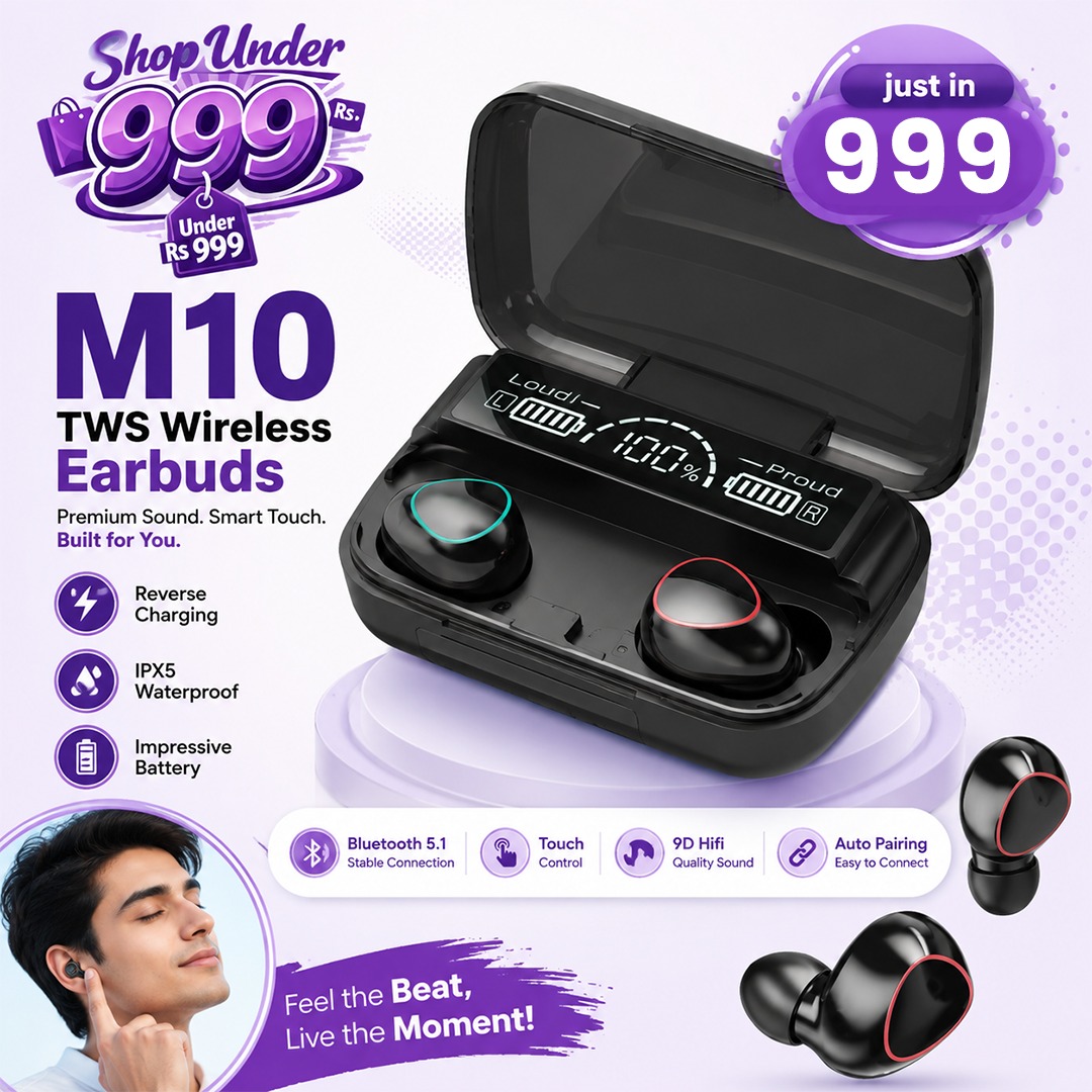 M10 TWS Wireless Headphones Touch Control Bluetooth-Compatible 5.1 Earphones Wireless Headset Waterproof 9D Hifi Quality Earbuds