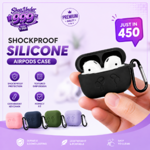 Shockproof Silicone AirPods Case - Textured Protective Skin with Keychain (Random colors)