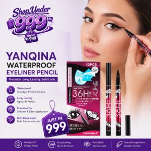 YANQINA Eyeliner Black Waterproof Eyeliner Pencil Professional Long Lasting Cosmetics Eye liner(BUY 6)