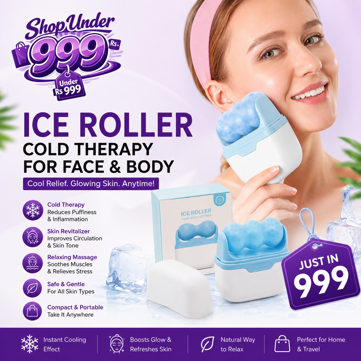 ice Roller For Face Body Cold Therapy Massage Face Skin Care Tool